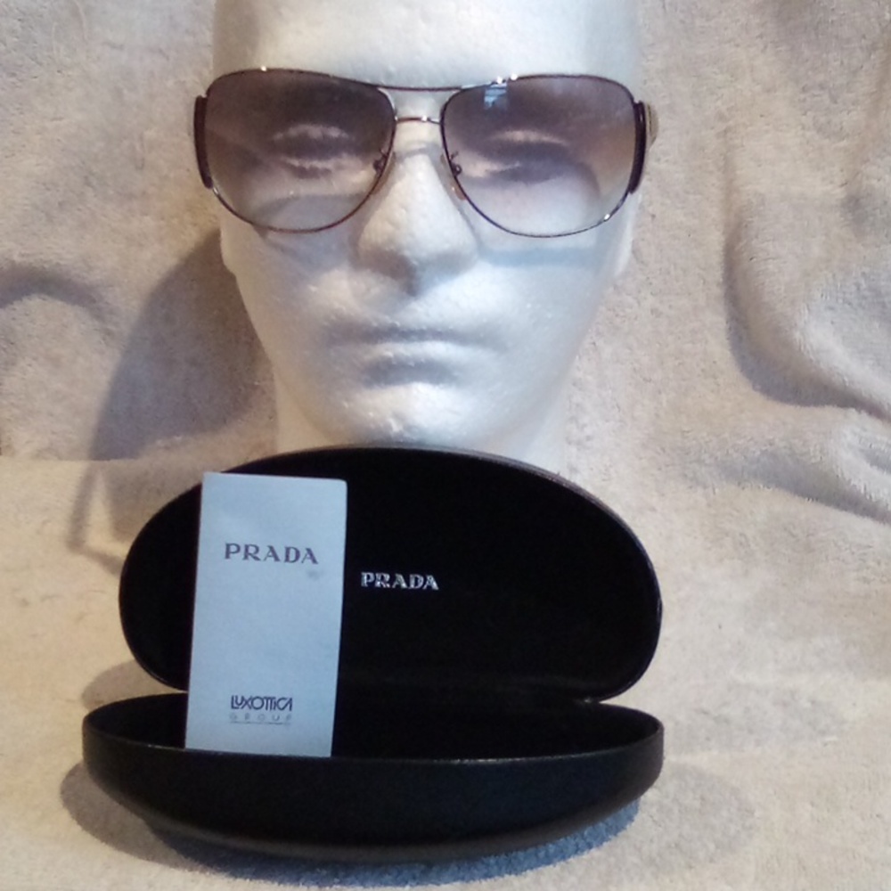 Prada Silver Pilot Glasses, SPR75G, 6BA-3M1, 64*14 / 115.